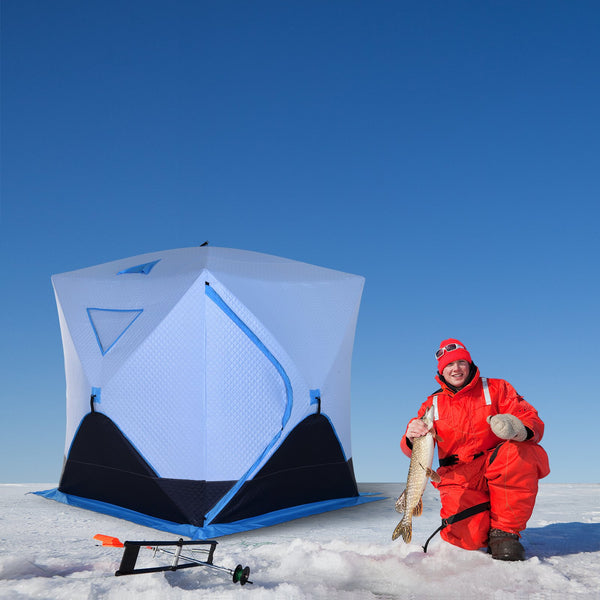Outsunny Ice Fishing Tent 2-4 Person Portable Shelter with Ventilation