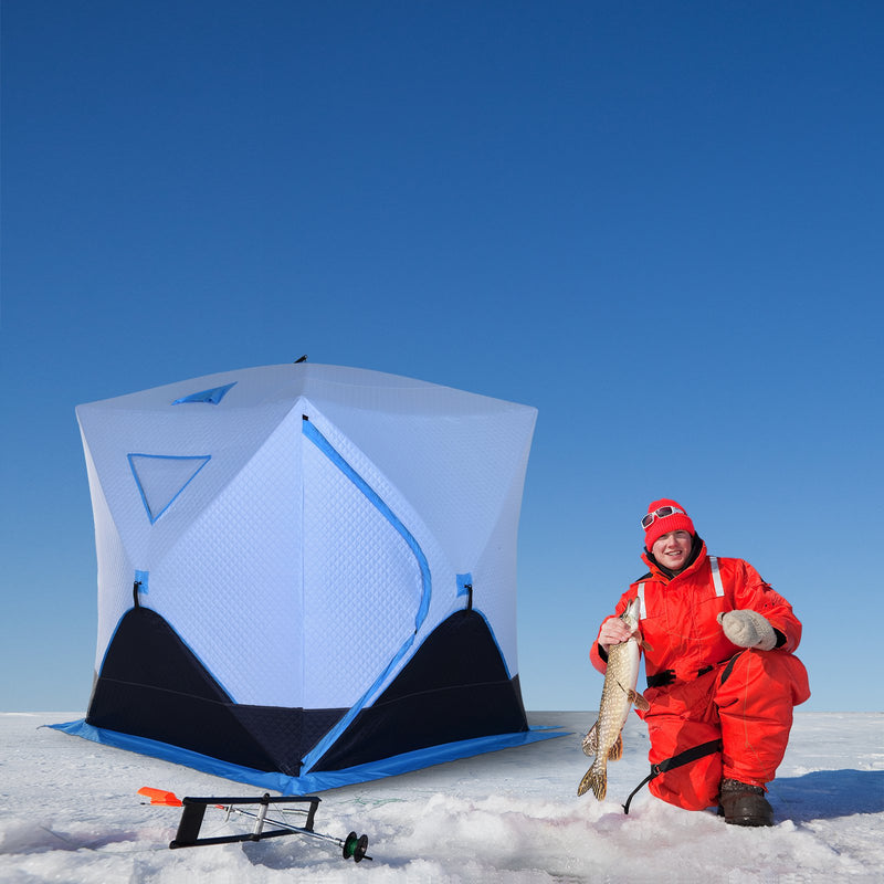 Outsunny Ice Fishing Tent 2-4 Person Portable Shelter with Ventilation