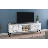 Doyers 62.20 TV Stand in White and Marble Stamp