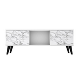 Doyers 53.15 TV Stand in White and Marble Stamp
