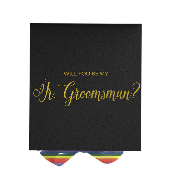 Will You Be My jr groomsman? Proposal Box black - No Border - Rainbow