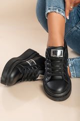 Fashion sneakers with flat sole, V11YD30061, black