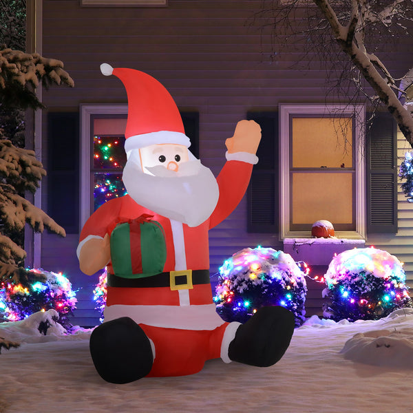 HOMCOM 3.9ft Outdoor Christmas Lighted Inflatable Santa Claus with
