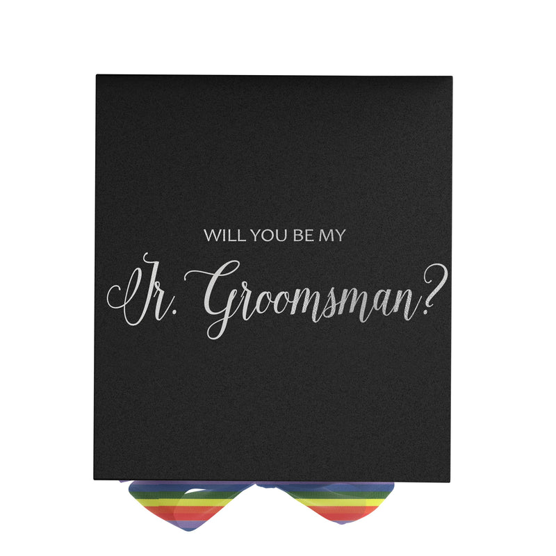 Will You Be My jr groomsman? Proposal Box black - No Border - Rainbow