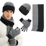 3Pcs Winterschal Mütze Handschuhe Kit Mütze Mütze & Langer Schal & Handschuhe Geschenk