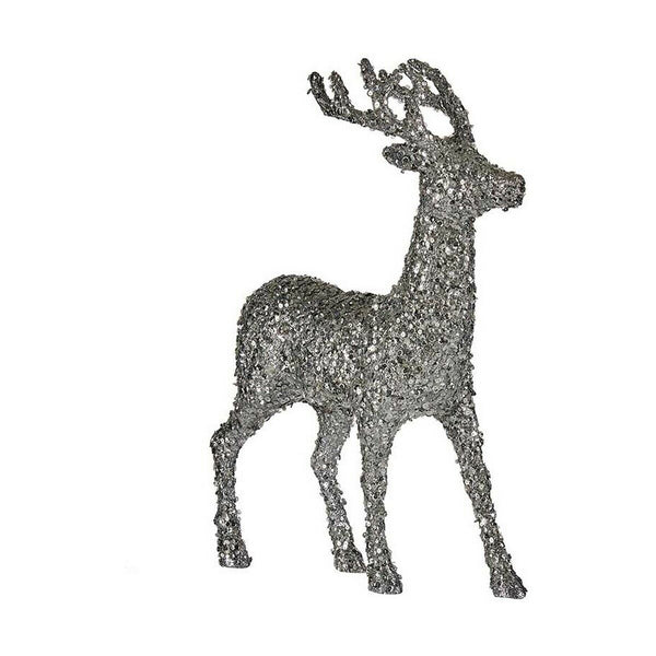 Decoration Medium Reindeer 15 x 45 x 30 cm Silver White Plastic
