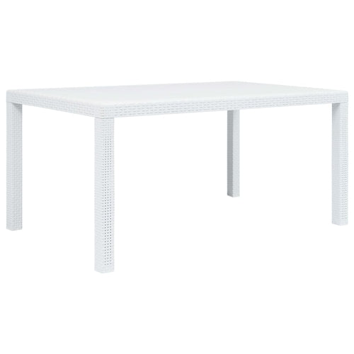 Garden Table White 31.1"x31.1"x28.3" Plastic Rattan Look
