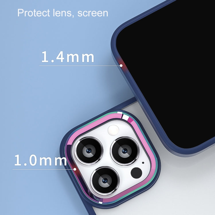 Für iPhone 12 Pro Max Bunte Metall-Linsenring-Handyhülle (Lila)