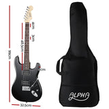 Alpha Electric Guitar Music String Instrument Rock Black Carry Bag