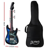 Alpha Electric Guitar Music String Instrument Rock Blue Carry Bag