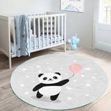 Grauer Kinderzimmerteppich mit Pandamuster | Homeezone