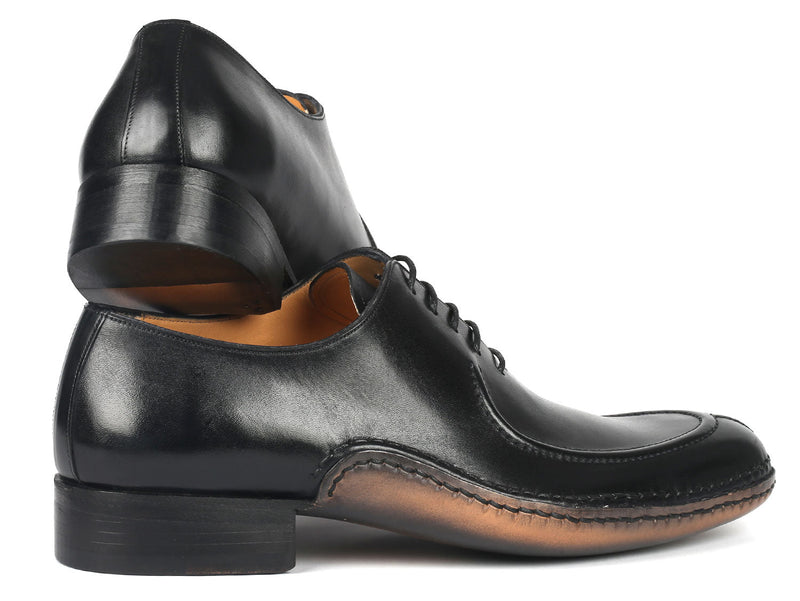 Paul Parkman Opanka Stitched Men's Split-Toe Black Leather Oxford
