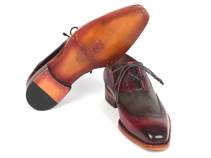 Paul Parkman Goodyear Welted Ghillie Lacing Brogues Green & Bordeaux