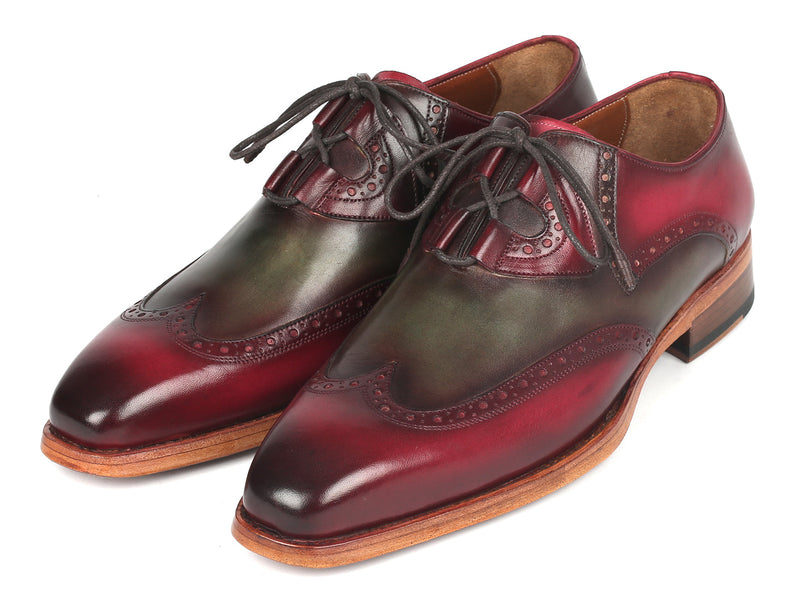 Paul Parkman Goodyear Welted Ghillie Lacing Brogues Green & Bordeaux