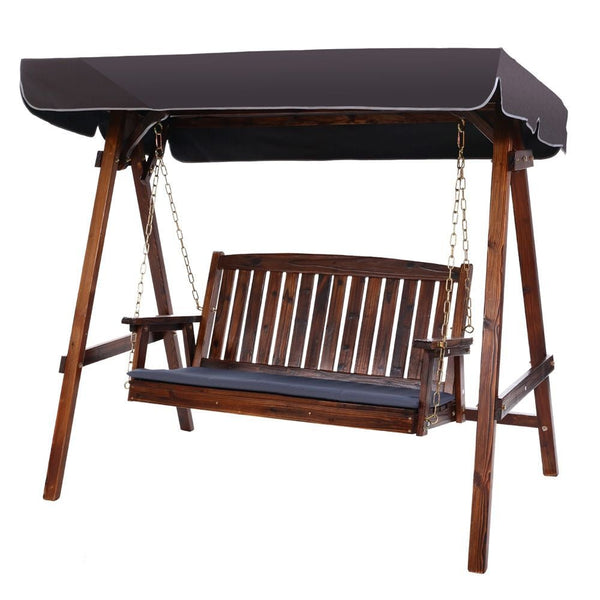 Gardeon Wooden Swing Chair Garden Bench Canopy 3 Seater Outdoor