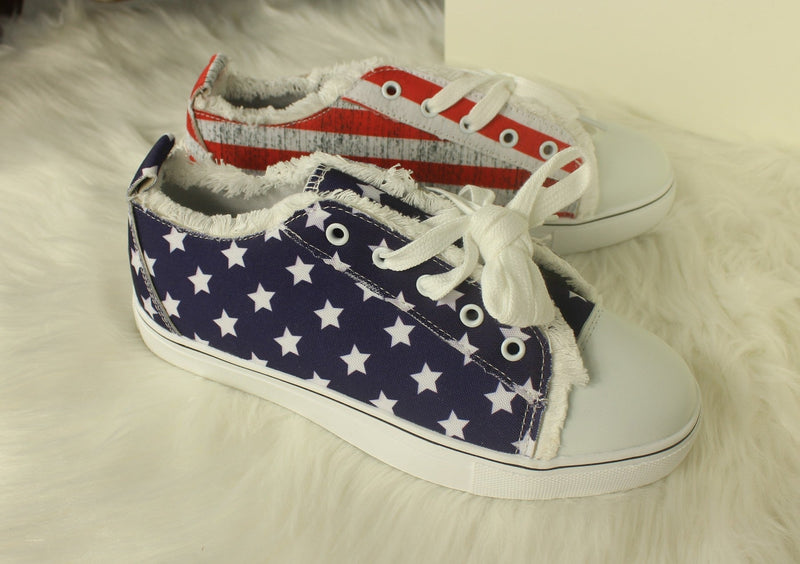 Round Toe Casual Shoes Star Striped Lace Up Sneakers