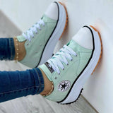 Flat Lace-Up Sneakers Pattern Canvas Shoes Casual  Sport Shoes