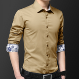 Mens Button Down Shirt with Oriental Inner Details