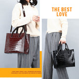 3-in-1 Women Handbag Simple Versatile Crocodile Pattern Large Shoulder