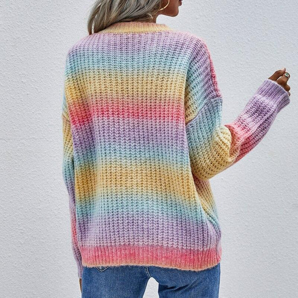 Winter Vintage Splicing Striped Sweater