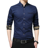 Mens Long Sleeve Button Down Shirt With Floral Details