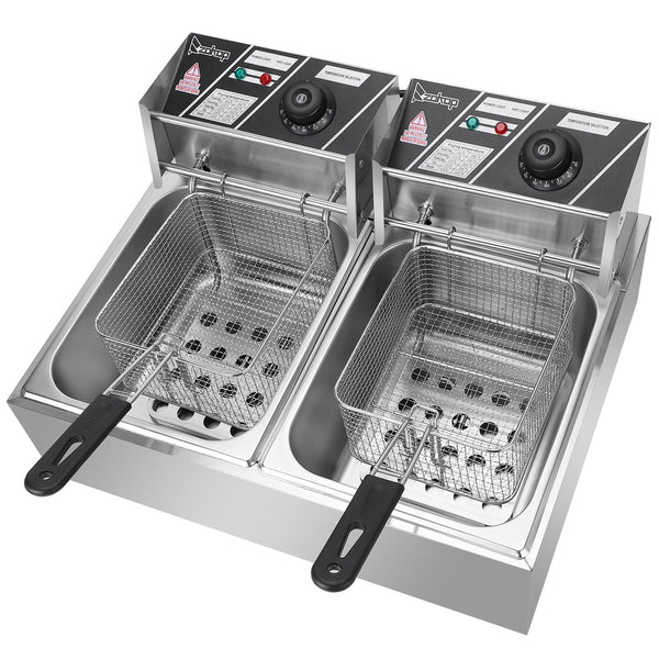 110V 12L Stainless Steel Double Cylinder Electric Fryer