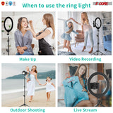 5Core Selfie LED Ringlicht 10" mit Stativständer für YouTube/Tiktok
