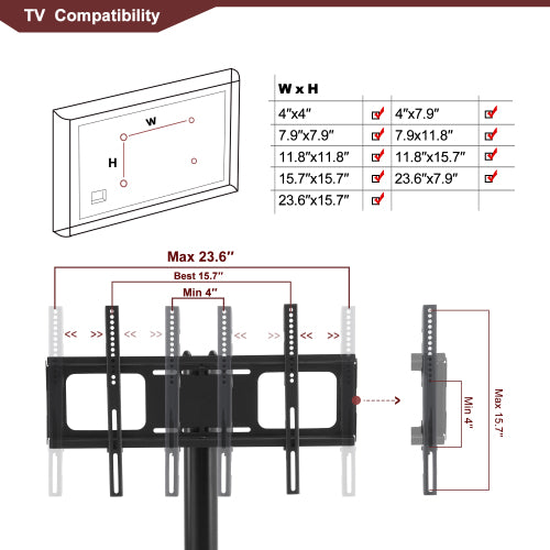 Multi-function TV Stand Height Adjustable Bracket Swivel 3-Tier