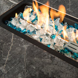 Elegant Rectangular Rattan Fire Pit Table
