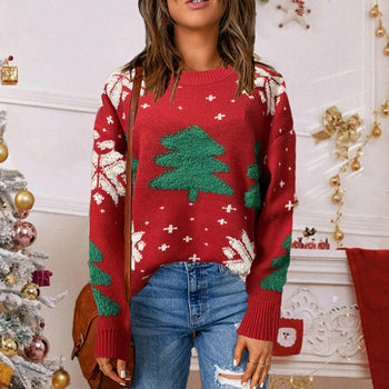 O- neck Pullover Christmas Sweater Tops