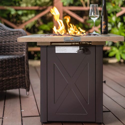 Outdoor Gas Fire Pit Table Square Outdside Propane Patio Firetable