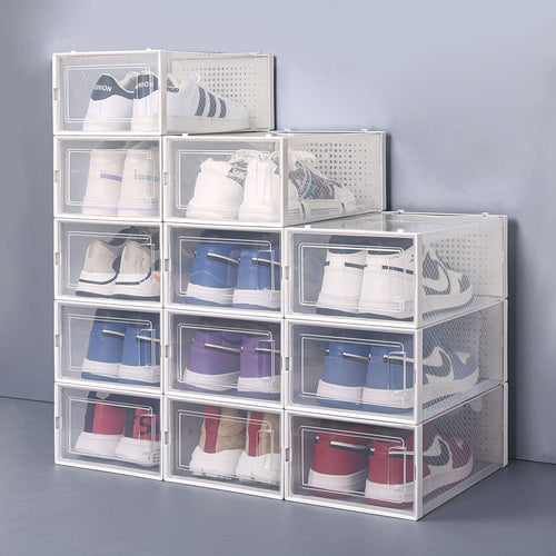 12 stapelbaren, durchsichtigen transparenten Schuhaufbewahrungsboxen