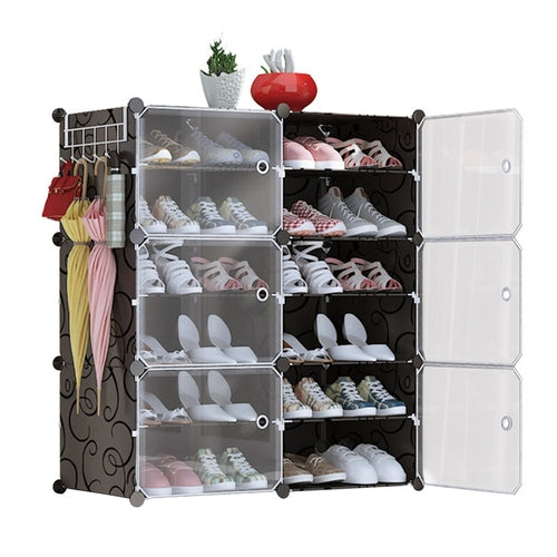 6-Tier 2-Row Shoe Rack Organizer Stackable Free Standing Shoe Storage