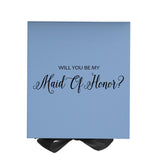 Will You Be My maid of honor? Proposal Box Light Blue w/ Black Bow- No