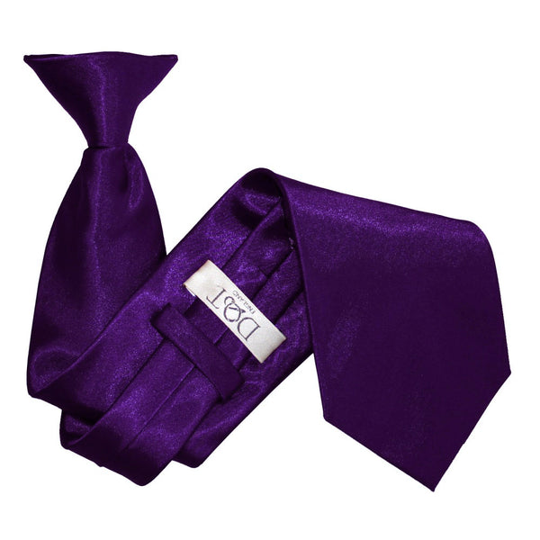 Plain Satin Clip-On Tie - Purple