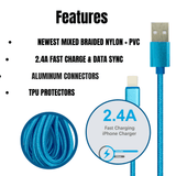 XL-Ladegerät kompatibel für iPhone-Kabel Nylon gewebt