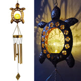 Solar Turtle Wind Chime Light with Crackle Glass Ball Outdoor Decor