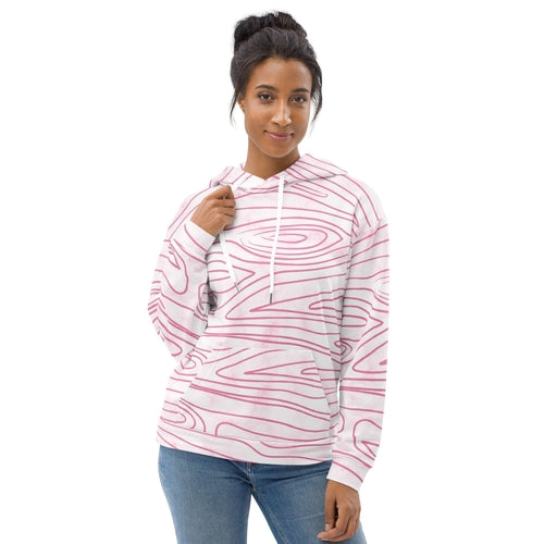Grafischer Damen-Kapuzenpullover, rosa Line-Art-Skizzendruck